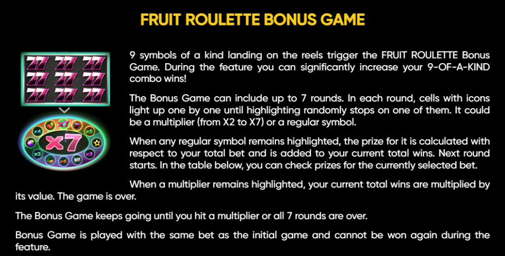 7 BONUS UP! Функция "Fruit Roulette"