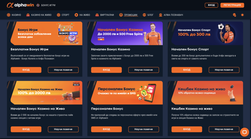 Alphawin бонуси